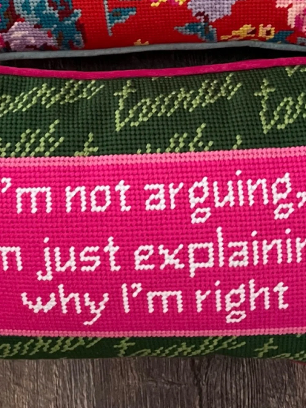 Furbish Studio Taurus “I’m not arguing, I’m just explaining” Needlepoint Pillow.